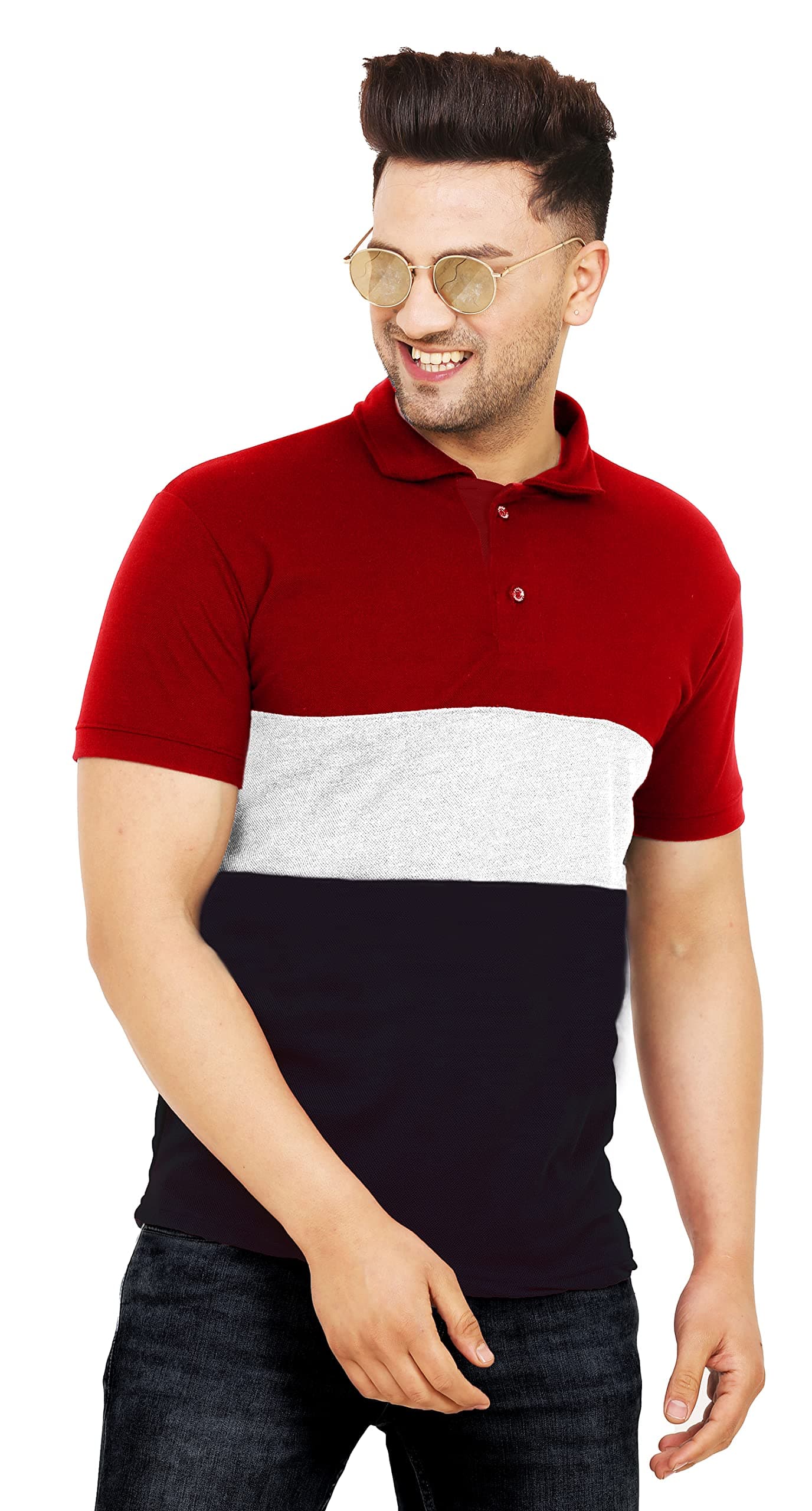 LEOTUDE Cotton Blend Men's Regular Fit Half Sleeve Polo T-Shirt (P61|P46_Maroon_XXL)