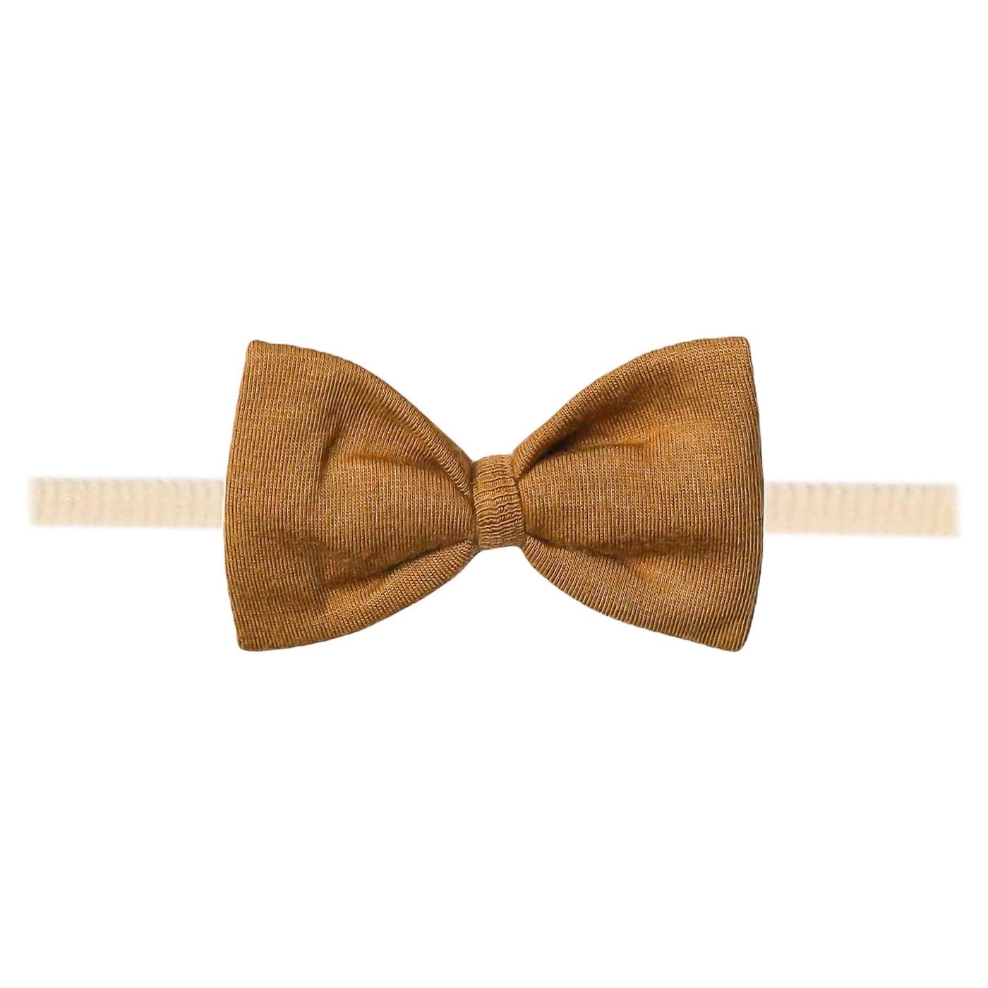 Copper Pearl Bowtie Baby Bow Camel