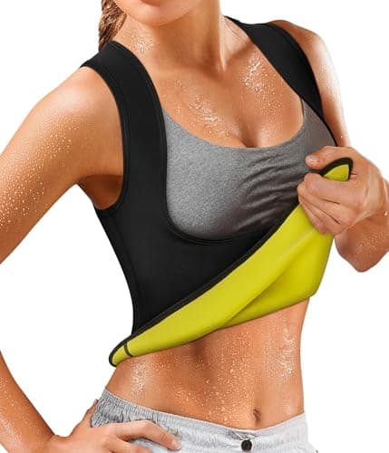 Women's Sport Hot Sweat Slimming Neoprene Shirt Vest Body Shapers for Weight Loss No Zipper Gray Sauna Tank Top Shirt (Black Neoprene Shirt Vest, XXXL(US 26))