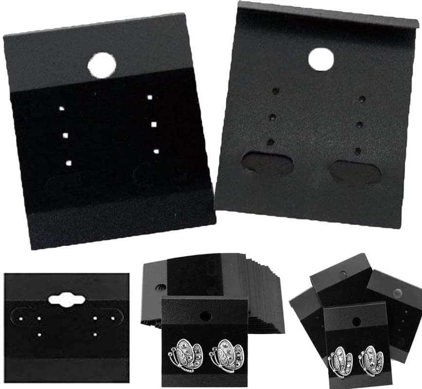 DIY Crafts Pack Of 50 Pcs, Velvet Non Velvet Mix, 1.5 x 1.5 Inch Earring Jewelry Display Hanging Cards Velvet/Plastic Card (Non Velvet) Showcase for Jewelry (Pack Of 50 Pcs, Velvet Non Velvet Mix)