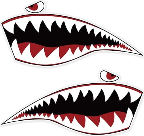 United by Color P40 Warhawk Shark Tiger 6 Inches 2Pk Strong Adhesive Motorcycle Helmet Stickers No Fade Used for Car Laptop Truck Water Bottle ATV