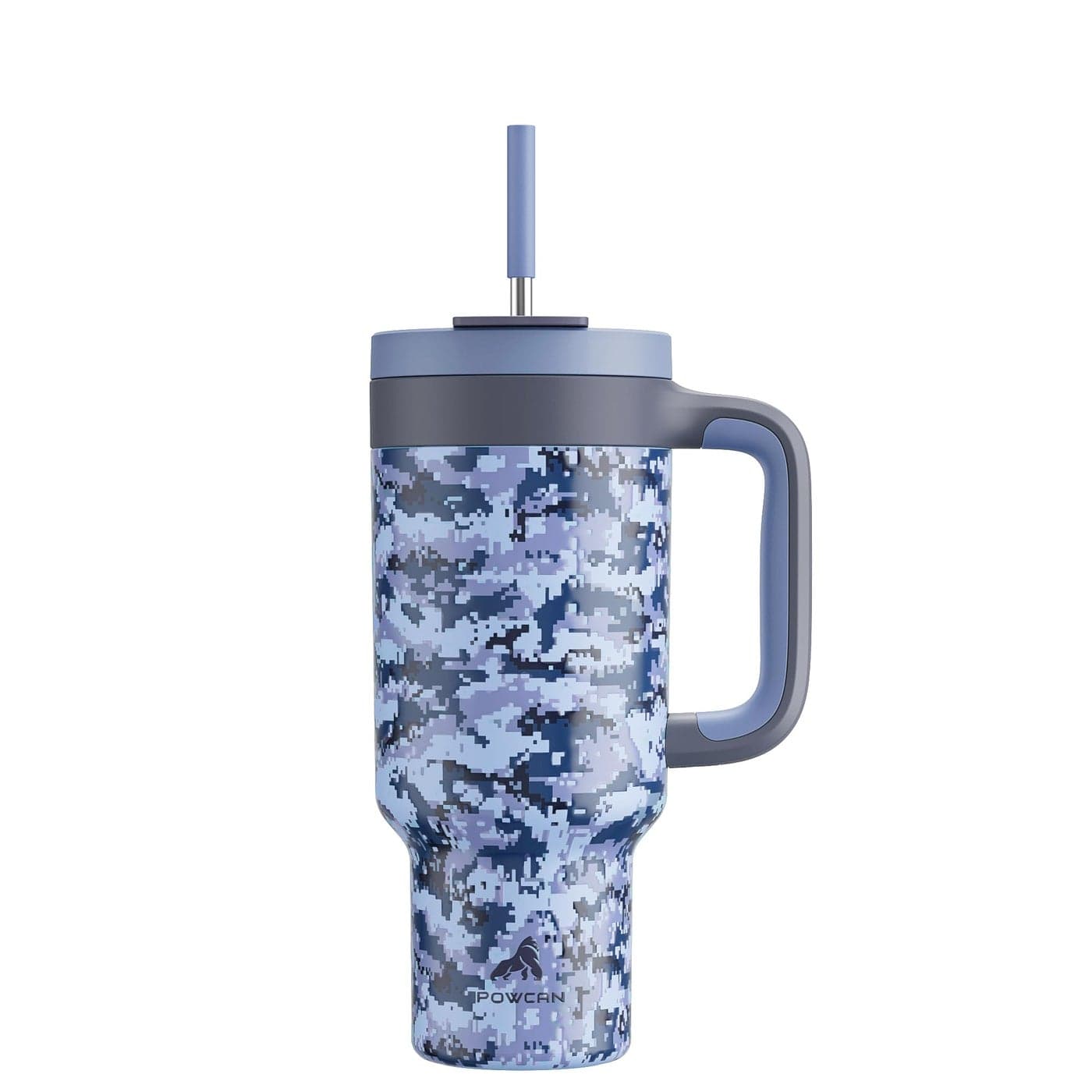 40 oz Camo Tumbler with Handle 2in1 Straw and Sip Lid Leakproof Dishwasher Safe Insulated Stainless Steel Travel Coffee Mug Keeps Cold for 34 Hours Fits in Car Cup Holder Navy Digital