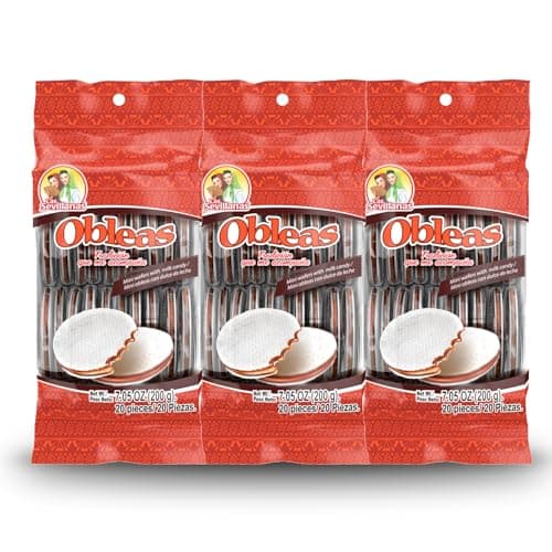 Las Sevillanas Obleas con Dulce de Leche – Mini Caramel Wafer Cookies (Dulces Mexicanos) – Traditional Mexican Candy – Authentic Mexican Snack – Milk Caramel Filled Wafers- 20 Pieces 7.05 oz/200 g (Pack of 3)