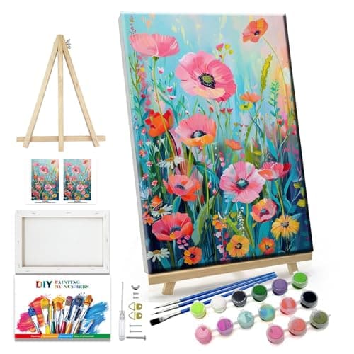 JOOZ Flower Paint by Number for Adults with Easel Paint by Numbers Kit with Frame for Adults Beginners on Canvas DIY Acrylic Painting Kit for Home Decor Gift 787x1181 Inch