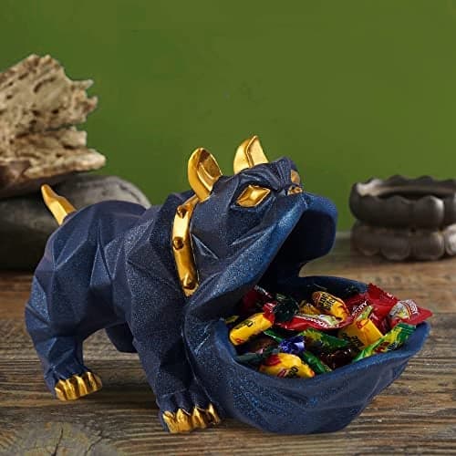 ZART Bulldog Design Storage Holder Showpiece for Home Decorative Item, Animal Figurines for Home Shelves Decor Showpiece (6 inch Size, Black),, Resin