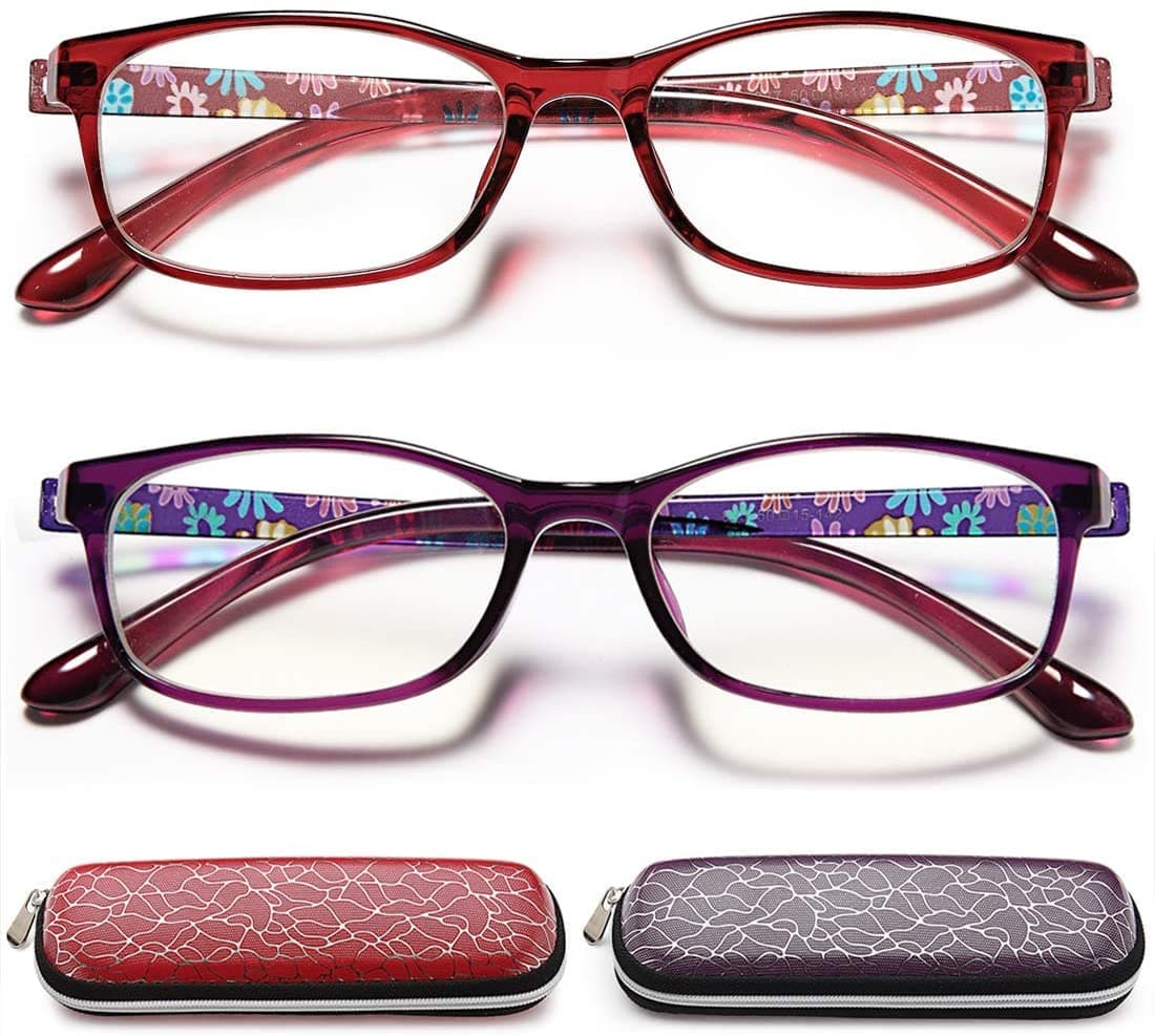EYEURL Reading Glasses Womens Blue Light Blocking 2 Pairs Ladies Computer Readers 125 Lightweight Quality Colorful Eyeglass