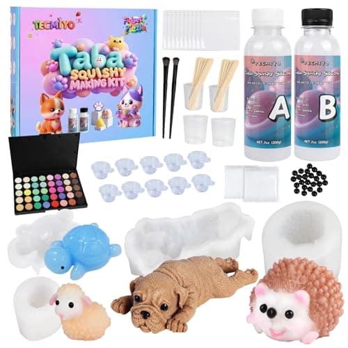 DIY Taba Squishy Kit Make Your Own Squishies with Animal Molds and 11 AB Liquid Silicone Gel 14oz