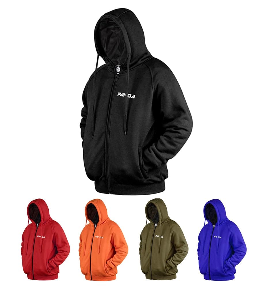 PANDA CYCLE GEAR Motorcycle Hoodie for Men & Women ATV Enduro Armored All Season's Biker Riding Sweatshirt Dual Sports Jacket (US, Alpha, X-Large, Regular, Regular, BLACK)