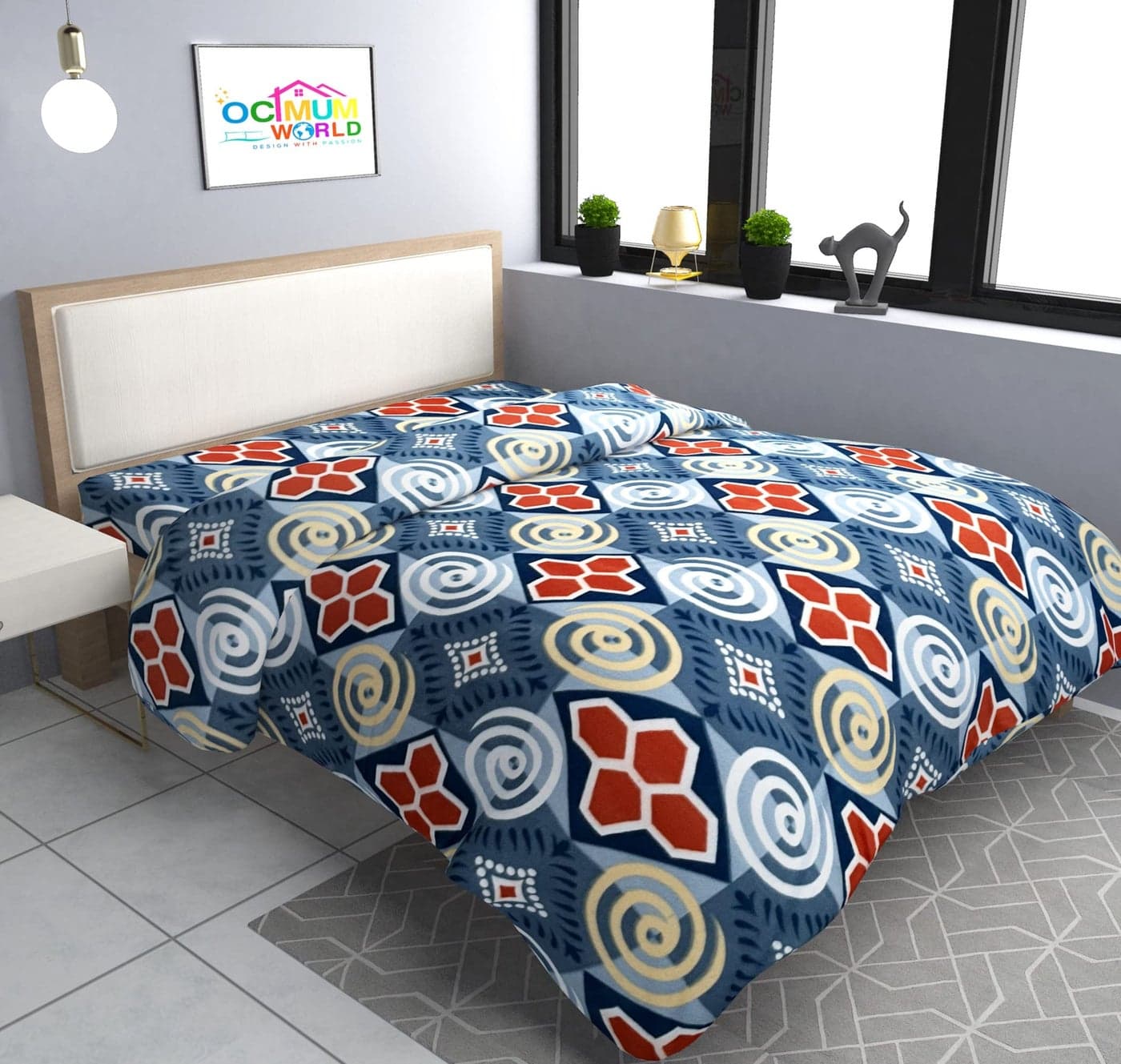 MORADO Single Bed Woolen Fabric Geometric Quilt Cover/Duvet Cover/Rajai Cover/Blanket Cover for Winters (70x90 Inches, Silver Grey)