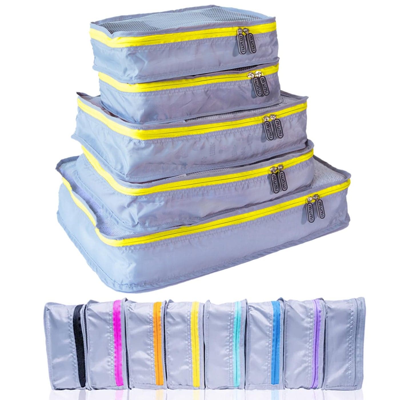 MUMI Packing Cubes 5Piece Compression Packing Cubes for Travel Luggage Organizers for Suitcases CarryOn Bags Backpacks and Duffel Bags SpaceSaving Travel Essentials Yellow