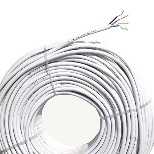 Pure Source India Flexible 0.25mm x 4 Core Round Copper Electrical Wire, Load Capacity- 2 Ampere / 450 Watt (White) (20 MTR)