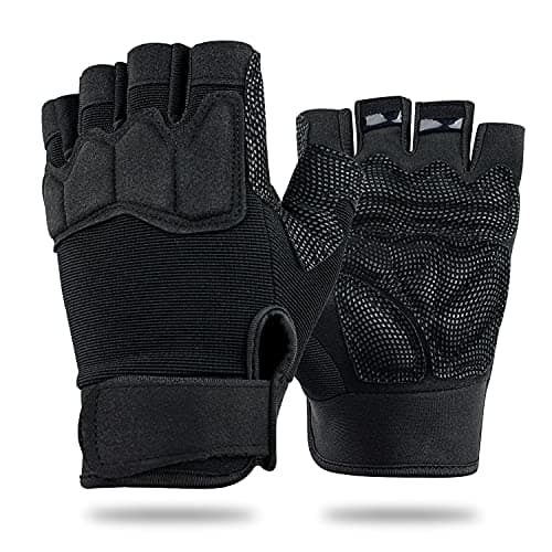 FIORETTO Fingerless Gloves for Airsoft Shooting Half Finger Hunting Hiking Cycling Driving Motorcycle Climbing Work Gloves Black Medium