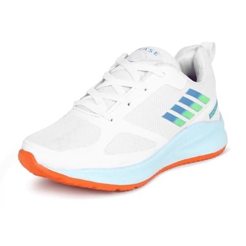 TRASE Kids Boys Sports Shoes | Running, Walking, All Day Casual Wear with Hook & Loop Design (White-Seagreen, 12 UK)