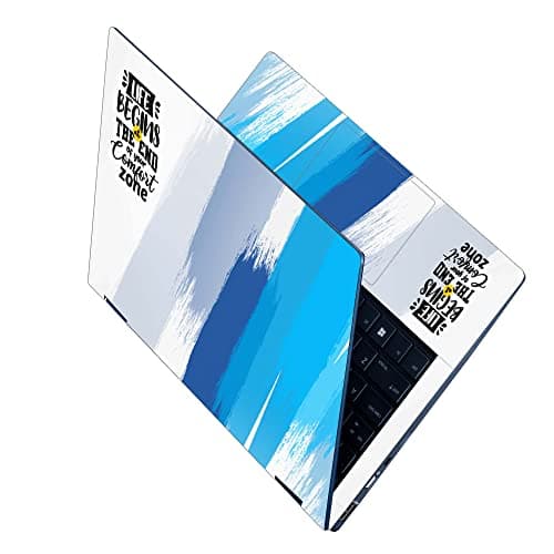 Finearts Full Body Laptop Skin Upto 15.6 inch Sticker Compatible for Dell/HP/Lenovo/Acer/Sony All Laptop Size Upto 14 to 15.6 Inch - Life Begins Blue Brush Stroke