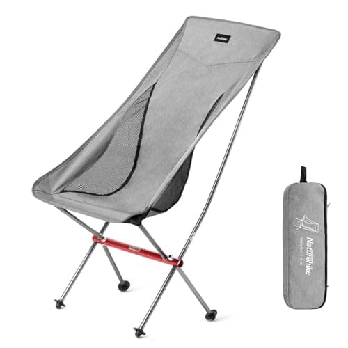 Naturehike Camping Chair Foldable with Storage Bag Outdoor Portable Chair for Adults Lightweight Supports 330lbs Backpacking Chair for Fishing Hiking Beach Lawn GreyL