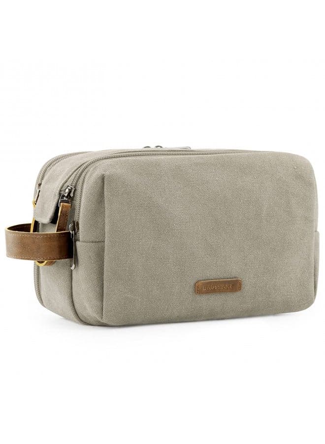 BAGSMART Toiletry Bag for Men, Canvas Travel Toiletry Organizer Dopp Kit Water-resistant Shaving Bag for Toiletries Accessories,Beige-Large