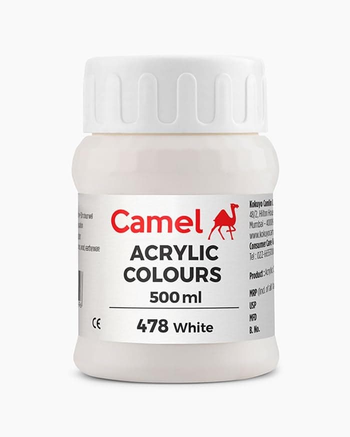 Camel Fabrica Acrylic Colours White (478) - 500ML by Anmol Art & Frames