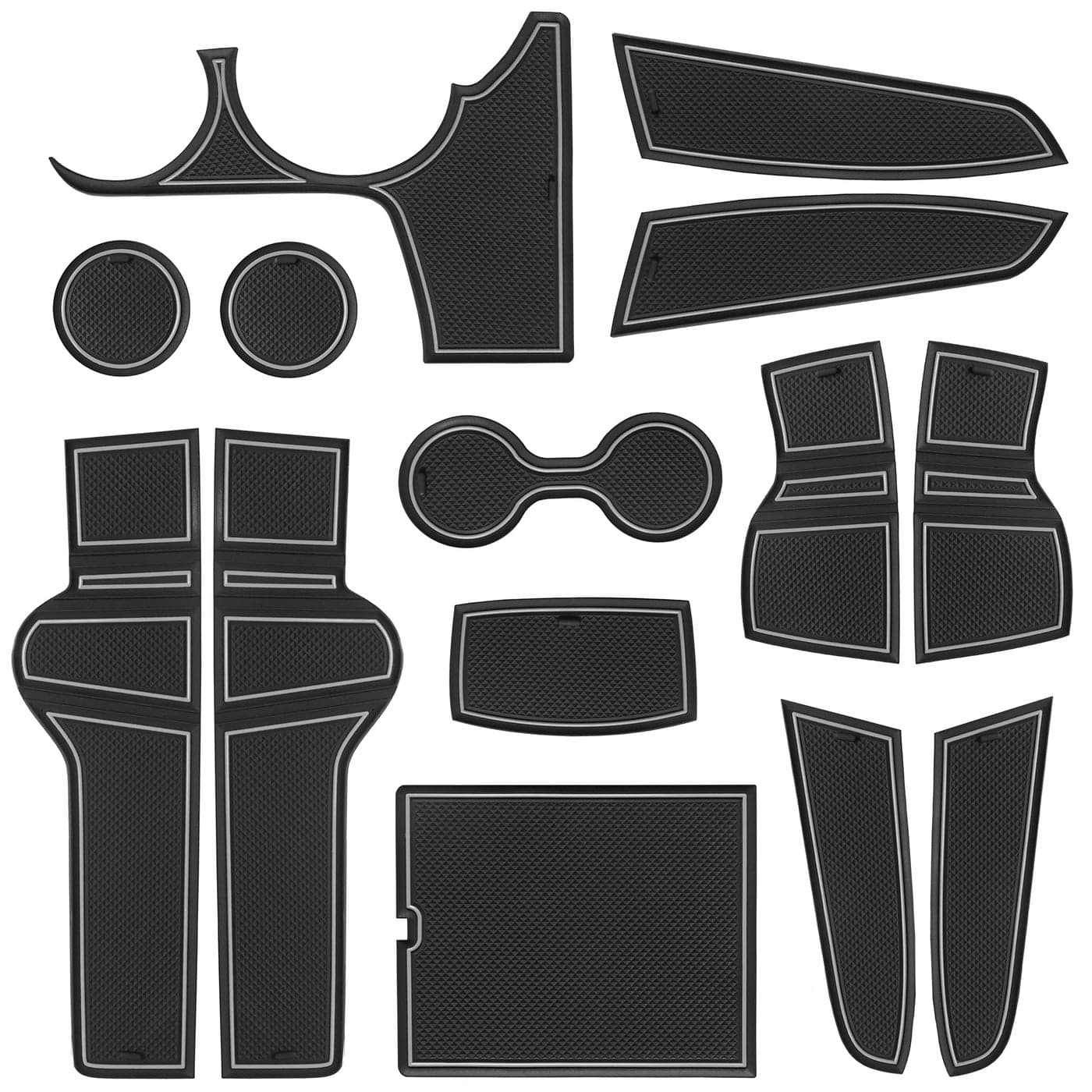 SENSHINE Customized Liners for Kia Sportage NQ5 Accessories 2023 2024 2025 2026 Hybrid Cup Holder Insert Liner Center Console Liner Glove Box Mats Inserts NonSlip Mats Pad 14PC Set Gray Trim
