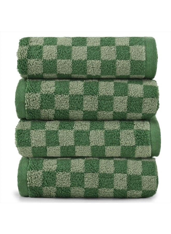 Hand Towel Green Checkered Pattern, Soft and Quick Drying Cute Towels for Hand Face Body, Lightweight and Versatile
