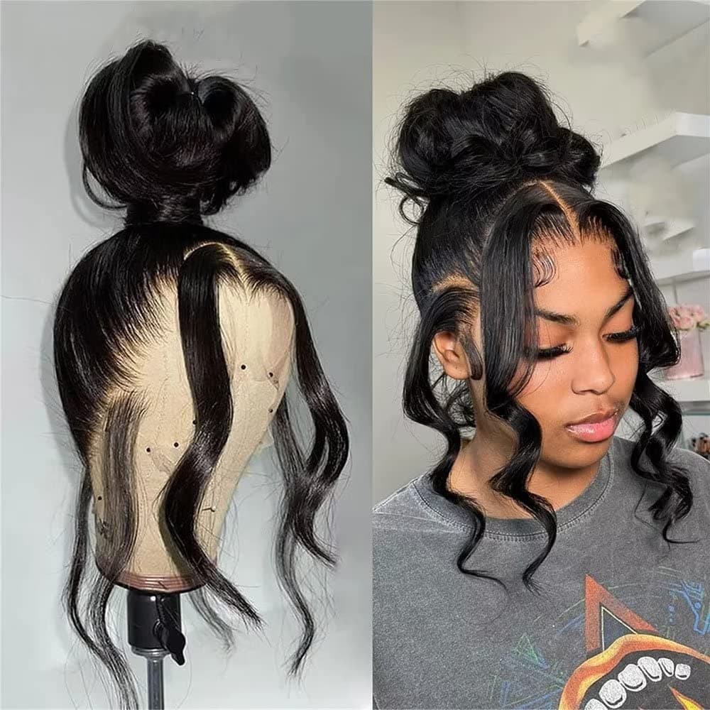 ten chopsticks 360 Body Wave Lace Front Wigs Human Hair Wigs for Women 150 Density Brazilian Remy Body HD Lace Front Wigs 360 Lace Wigs Human Hair Pre Plucked with Baby Hair Natural Color 16inch