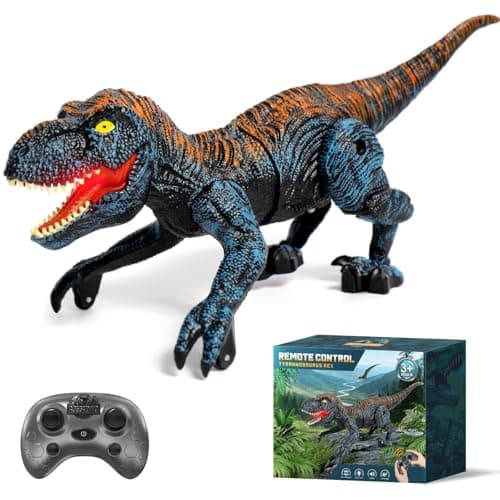 Sunrad Mini Remote Control Dinosaur Toys for Kids Age 35 47 812 24GHz RC Robot Dinosaur with Light Roar Auto Demo Rechargeable Realistic Walking TRex Dino Toy for Boys Girls