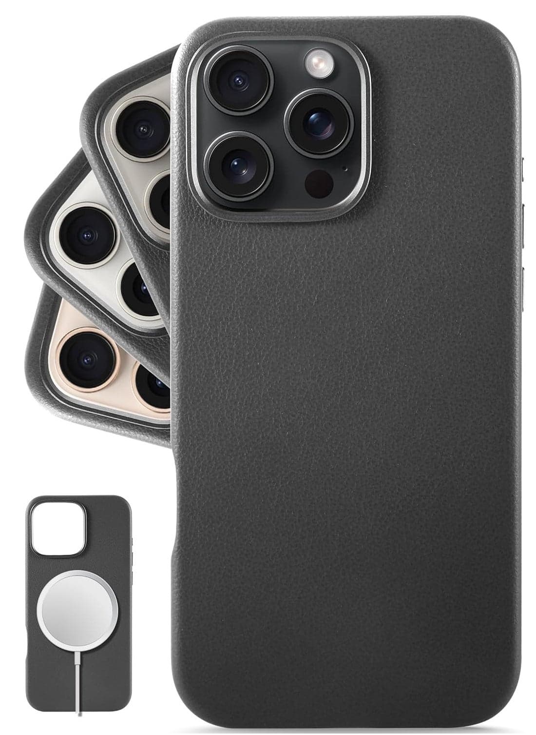 Classic European Leather Phone Case for iPhone 16 Pro – Black