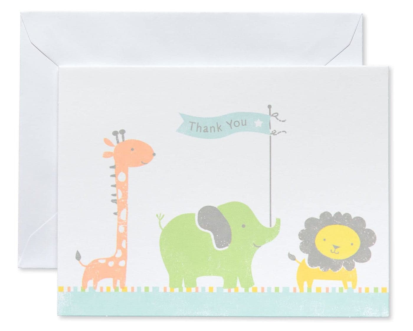 American Greetings Baby Shower Thank You Cards with Envelopes Giraffe Elephant and Lion 50Count