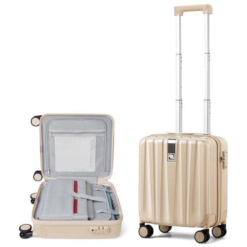 Hanke 16 Inch Underseat Carry on Suitcases with Wheels,Lightweight Hard Shell Carry on Luggage for Weekender, Travel Approved Small Suitcase,Travel Luggage for Womem Men,Cuba Sand pink.