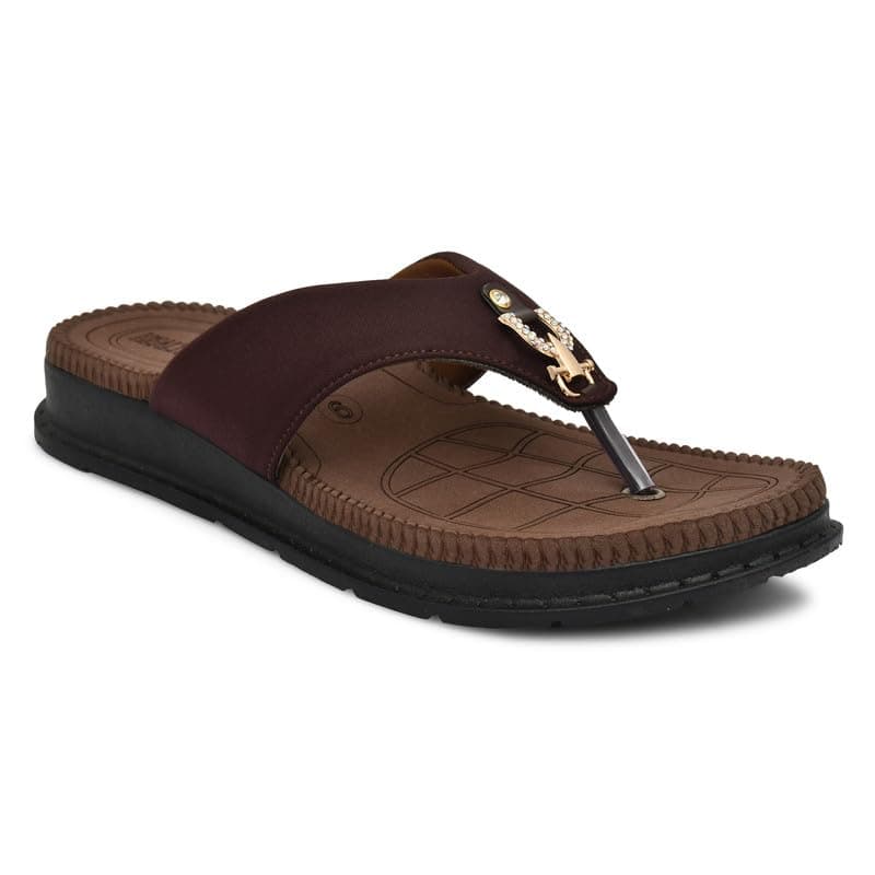 HEALTH FIT Orthopedic With Super Extra Soft Ortho Care Anti-Skid Doubleu Flip-Flops For Women Slippers/Doctor Chappal & Footwear Hf329 Br 6 Uk, Brown