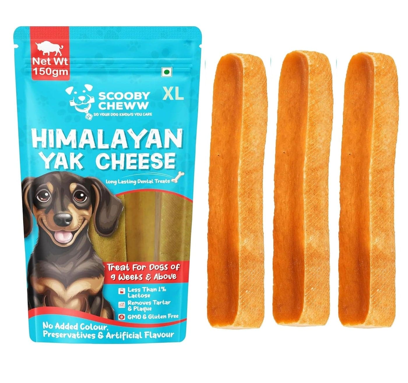Scooby Cheww Himalayan Yak Stick Dog Treat | 100% Natural Vegetarian Yak Cheese Chew | Protein & Calcium-Rich Dental Hygiene Snack | Nutritious Long-Lasting Chew for All Breeds & Life Stages
