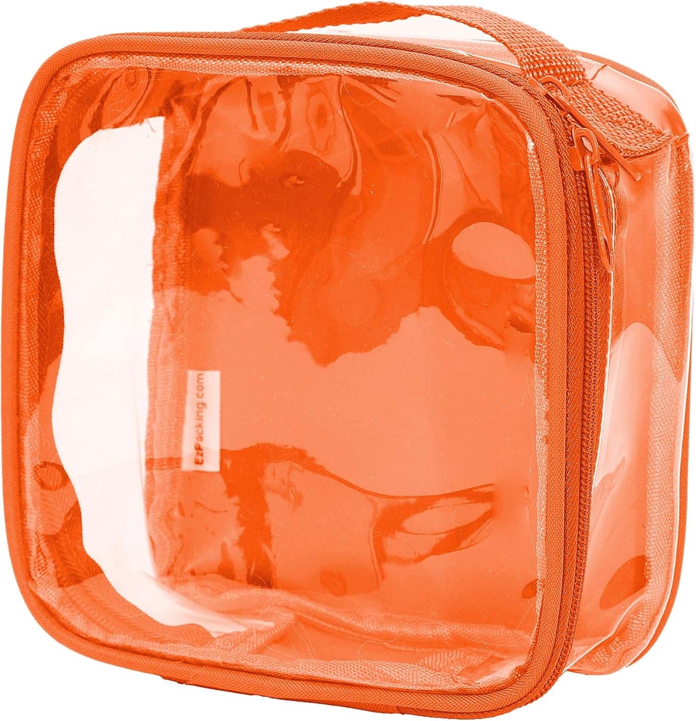 Clear TSA Approved 3-1-1 Travel Toiletry Bag for Carry On/Quart Size Transparent Liquids Pouch for Airport Security/Reusable See Through Vinyl & PVC Plastic Organizer Men Women (Orange)