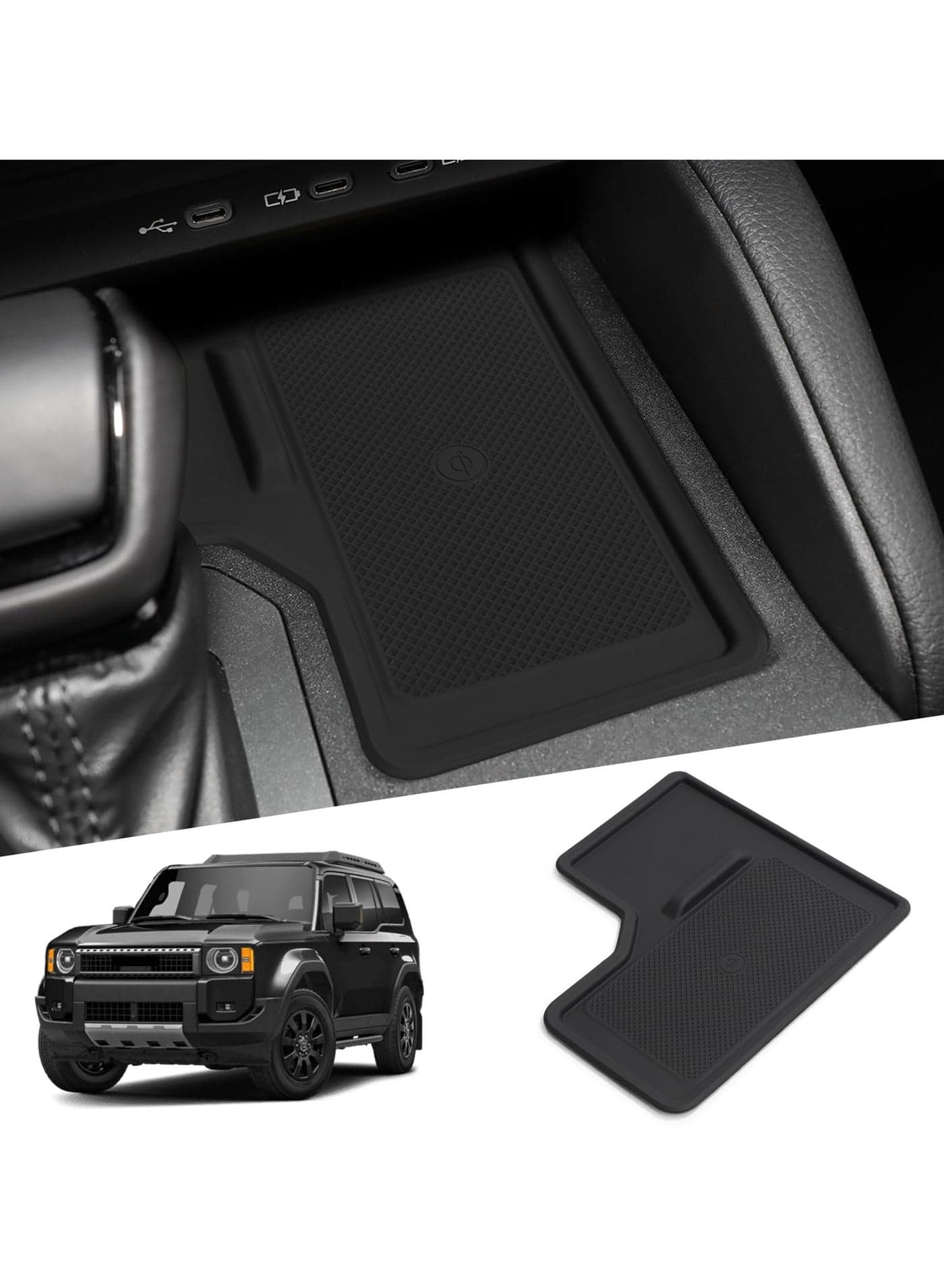 Center Console Wireless Charging Protective Mat for 2024 2025 Toyota Land Cruiser Prado 250 J250 LC250 Accessories Silicone Non-Slip Pad Interior (Only Fit for Wireless Charging, Left-hand drive)