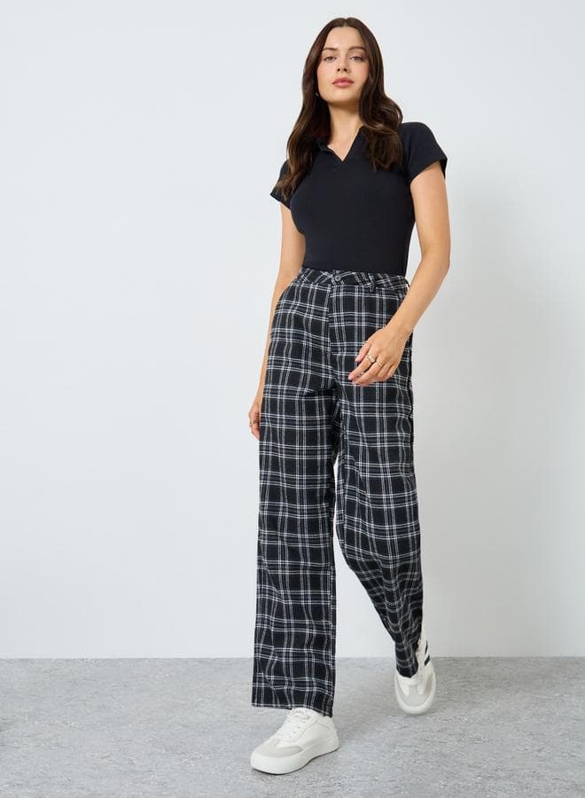 Checkered Wide Leg Pants