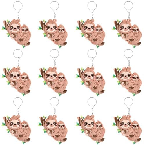 Mirabuy 24 Pack Sloth Keychains for Sloth Themed Party Favors, Birthday Party Bag Fillers, Birthday Party Return Gifts