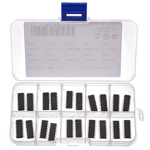 Bridgold 20pcs 10 Types 74HCxx Series IC Assortment Kit,Shift Output Registers IC chip,Including 74HC00 74HC02 74HC04 74HC08 74HC14 74HC32 74HC138 74HC164 74HC165 74HC595 Each 2 pcs.
