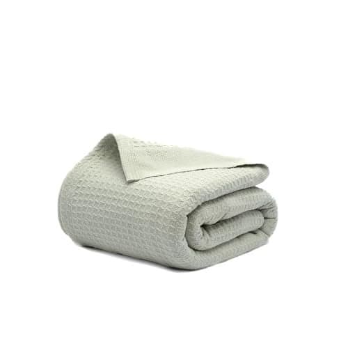 Salt Earth 100 Cotton Waffle Blanket King Size 106x92 Lightweight All Season Throw Blanket for Couch Bed Bedroom Soft Modern Cozy Cotton Blanket Sea Foam