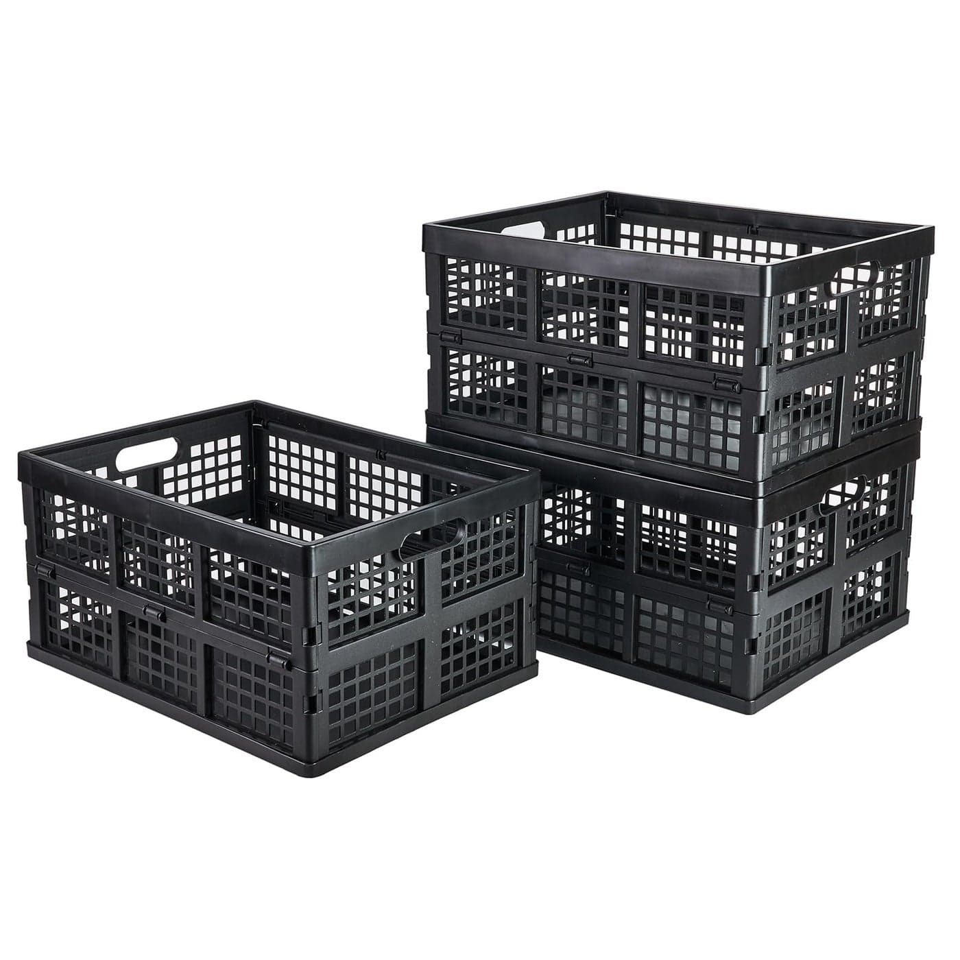 Aebeky 3Pack Plastic Collapsible Storage Crates30LFoldable Plastic Crates for Storage Black