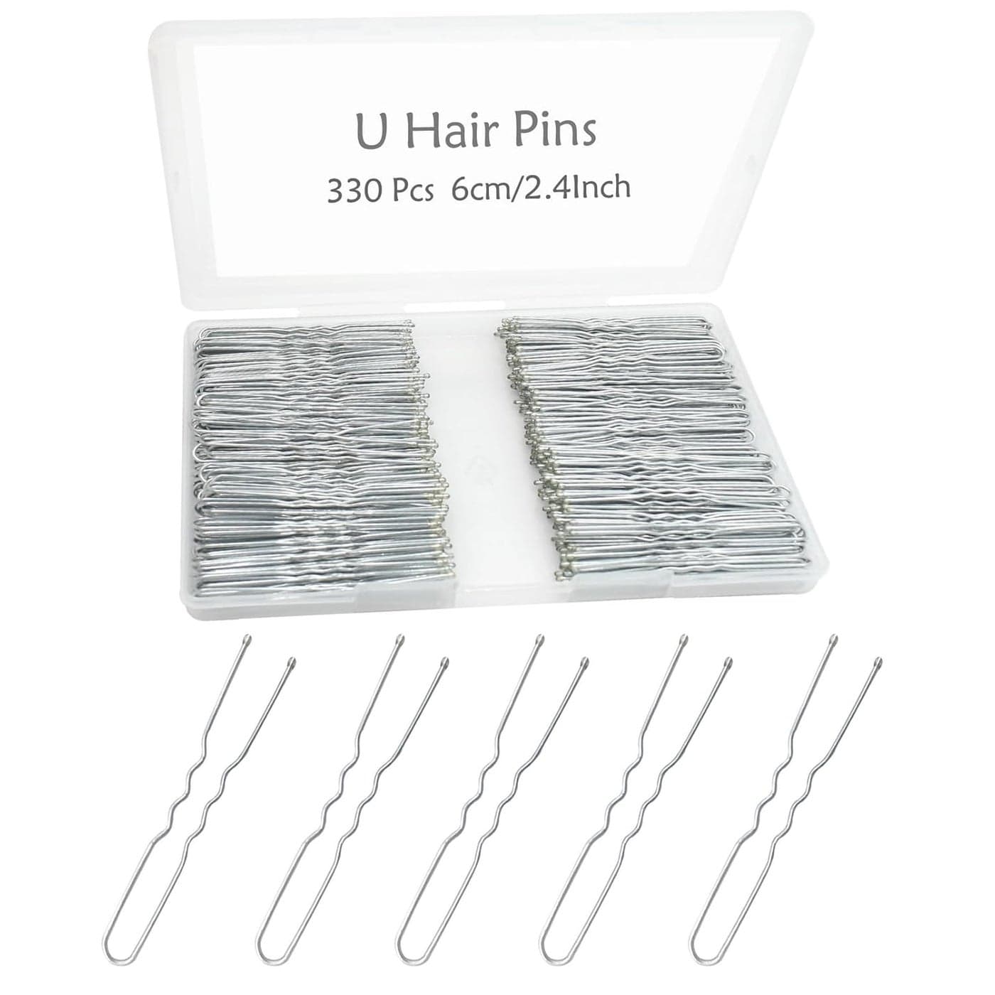 330 Count U Shaped Silver Hair Pins for Buns YINGFENG 24inch Bun Pins Silver Hair Pins for Women with Storage Box for Updos French Twists