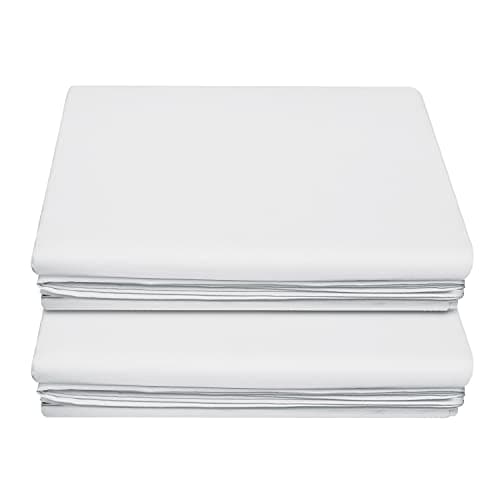 Lirex 2-Pack Twin Size Flat Sheet Set, Ultra-Soft Brushed 1800 Microfiber, Breathable & Wrinkle-Free, Machine Washable (White)