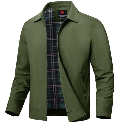 TBMPOY Men's Lightweight Jackets Casual Windbreaker Stylish Light Fall Spring Golf Work Dress Business Pine Green M