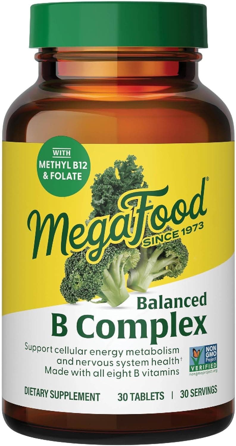 MegaFood Balanced B Complex B Complex Vitamin Supplement 8 B Vitamins including Vitamin B6 Vitamin B12 Folate Biotin more Supports Cellular Energy Production Vegan Gluten Free 30 Tablets