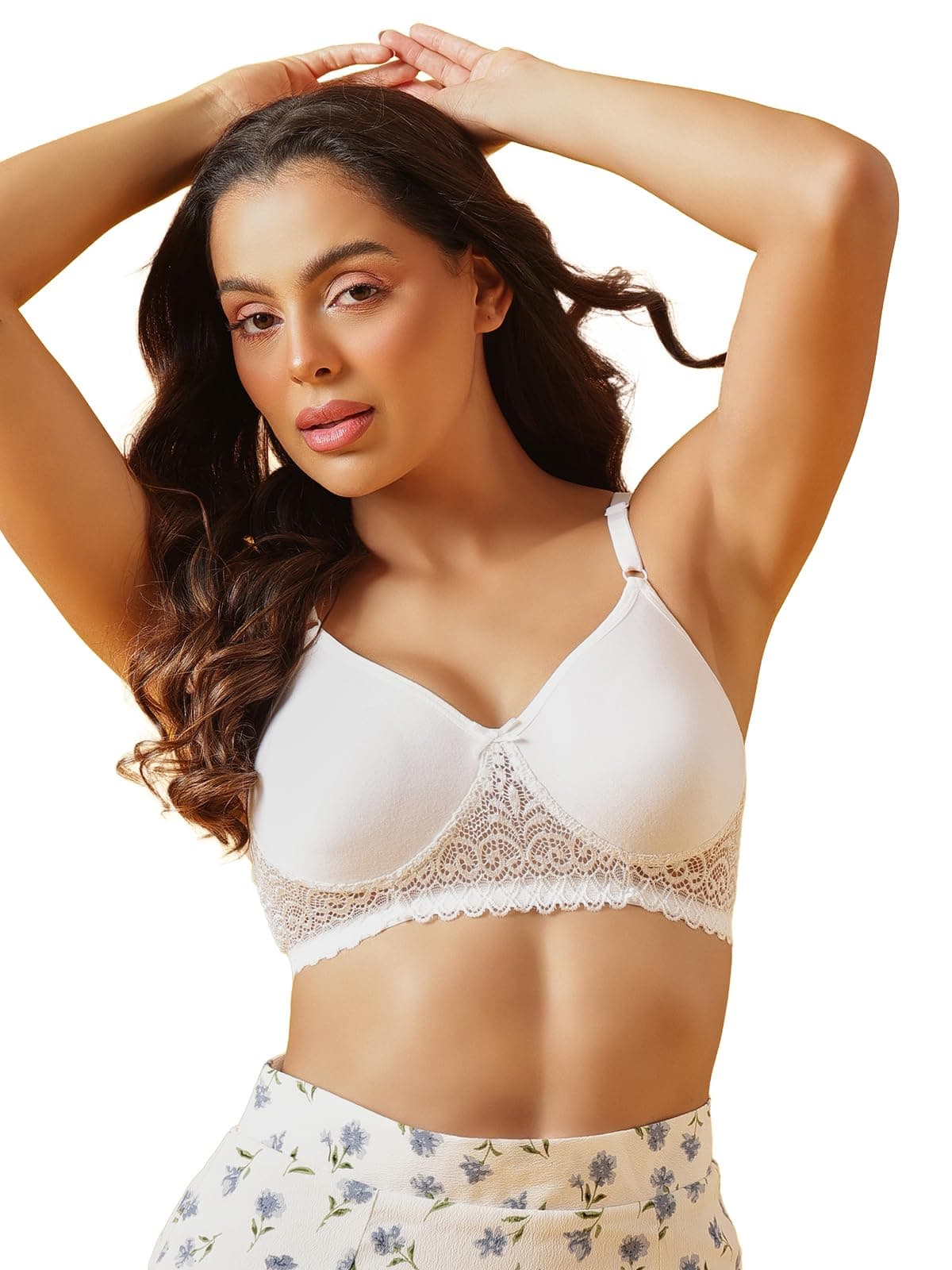Clovia Women's Cotton Solid Non-Padded Full Cup Wire Free T-Shirt Bra (BR1280P18_34C_White)