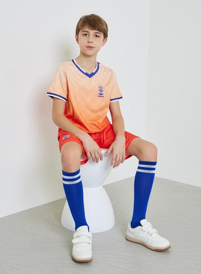 Teens Netherlands Print Jersey T-Shirt and Shorts FIFA Football Set