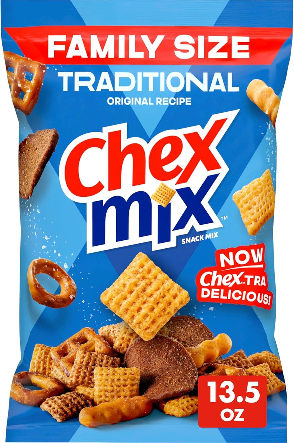 Chex Mix Traditional Original Recipe Snack Mix, Family Size, 13.5 oz