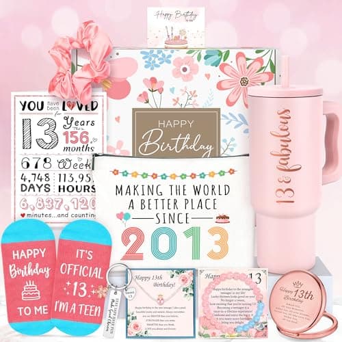 13th Birthday Gifts for Girls 13 Year Old Girl Birthday Gift for 13 Years Old Girl Gifts Trendy Stuff Cool Things for 13 Year Olds Teen Girls Teenager Happy 13th Decorations Present Ideas with Tumbler