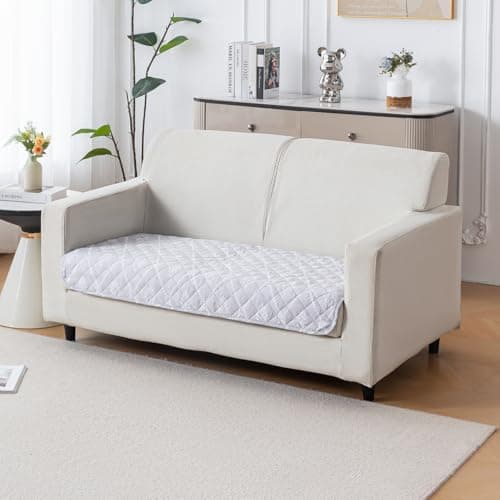 House of Quirk 'Mughal Series' Printed Quilted Sofa Cover for 1/2/3/4 Seater – Anti-Slip, Washable Couch Protector Slipcover (Two Seater, Grey Canvas, 80x120 cm)