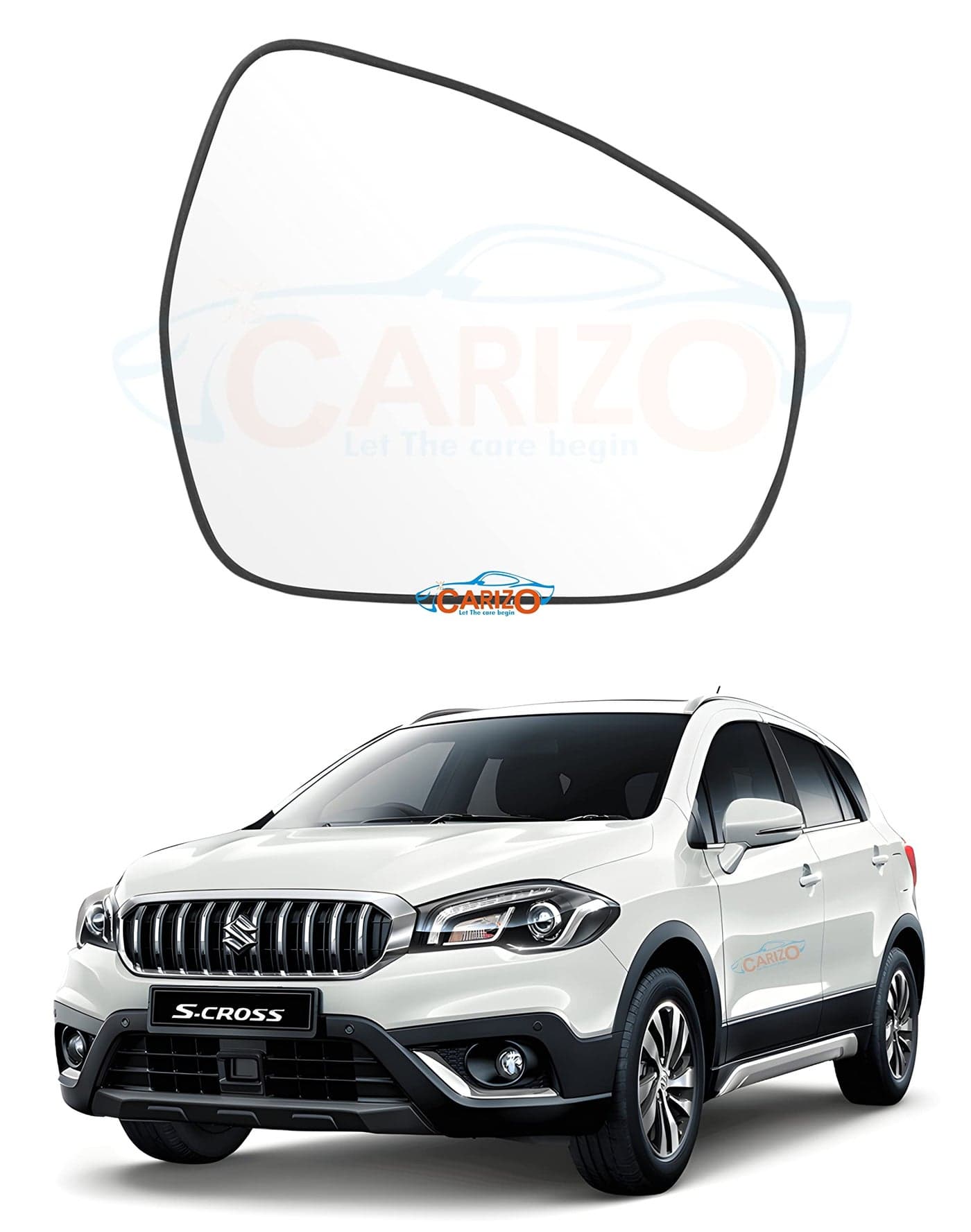 CARIZO ® Right/Driver Side Rear View Mirror Glass Compatible for Maruti S-Cross (Type-2) 2017-2022