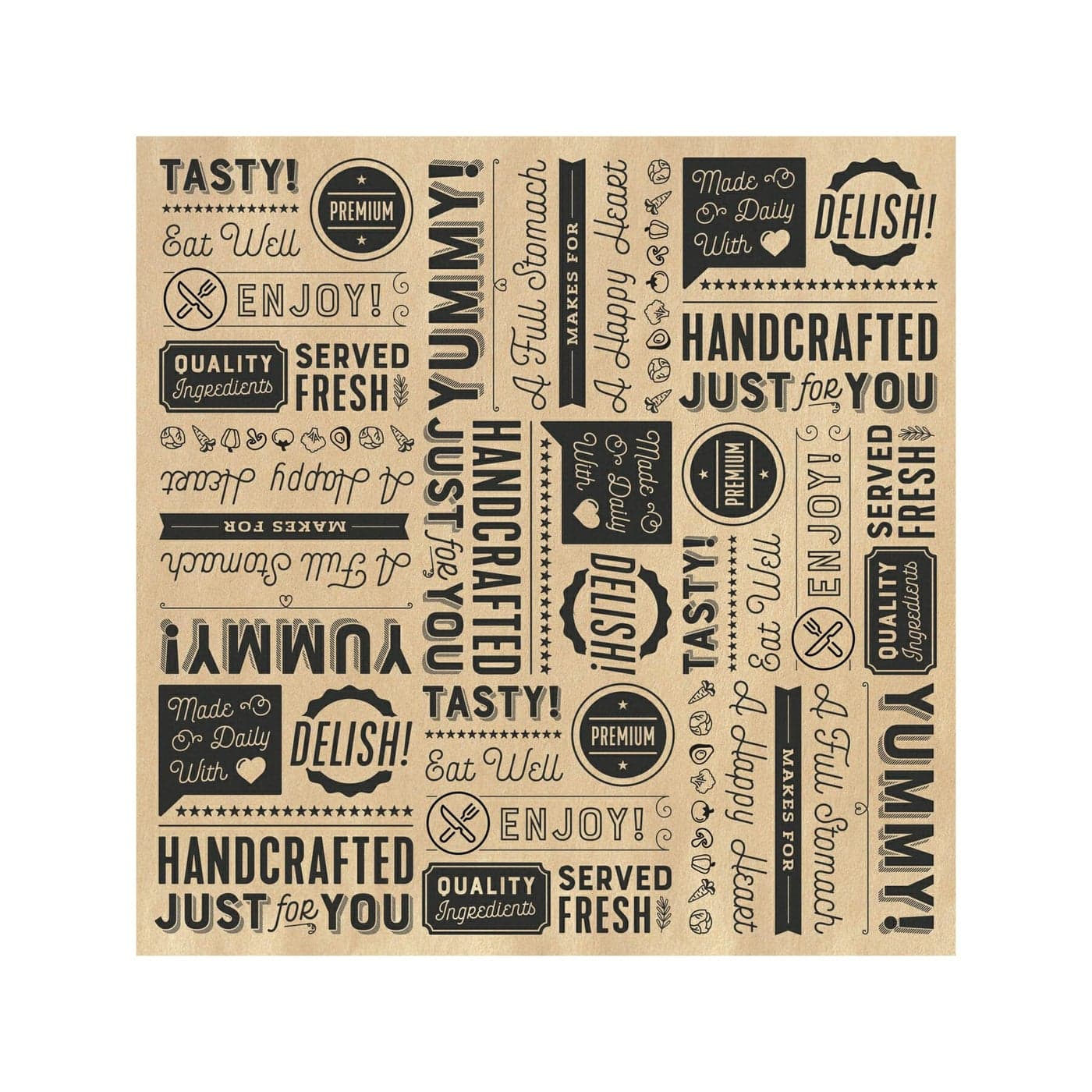 GET PGT1212BR 12 x 12 Brown Food Word Text GreaseResistant FoodSafe Wrap Paper Deli Wrap Clipper Mill 1000 Pieces