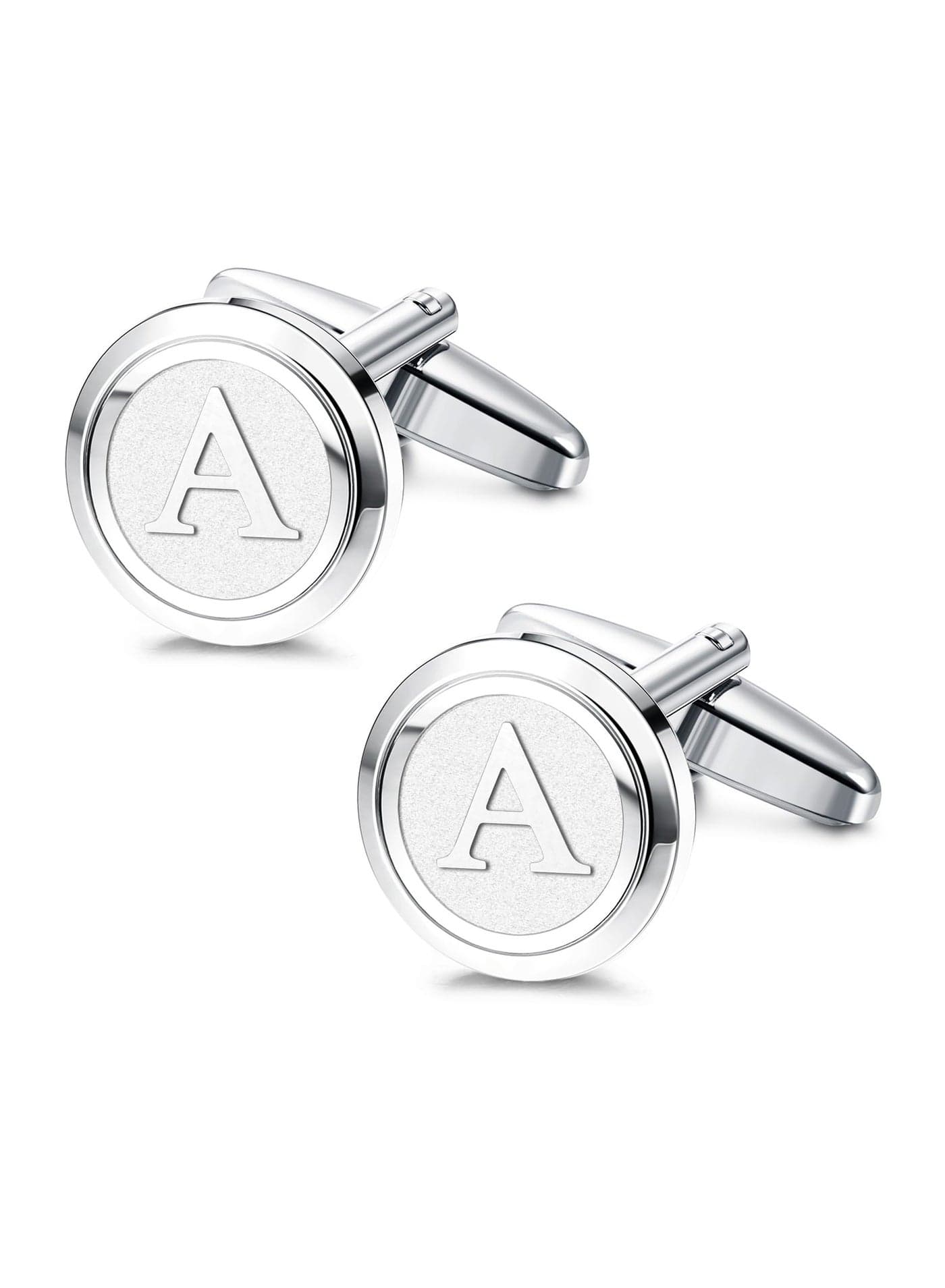 Mens Classic Stainless Steel Copper Initial Cufflinks 26 Alphabet Initial Letter Cufflinks Business Wedding Shirts A