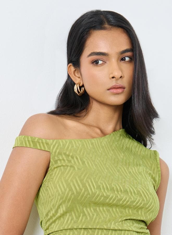 Take Two Asymmetric Neck One Shoulder Knit Top